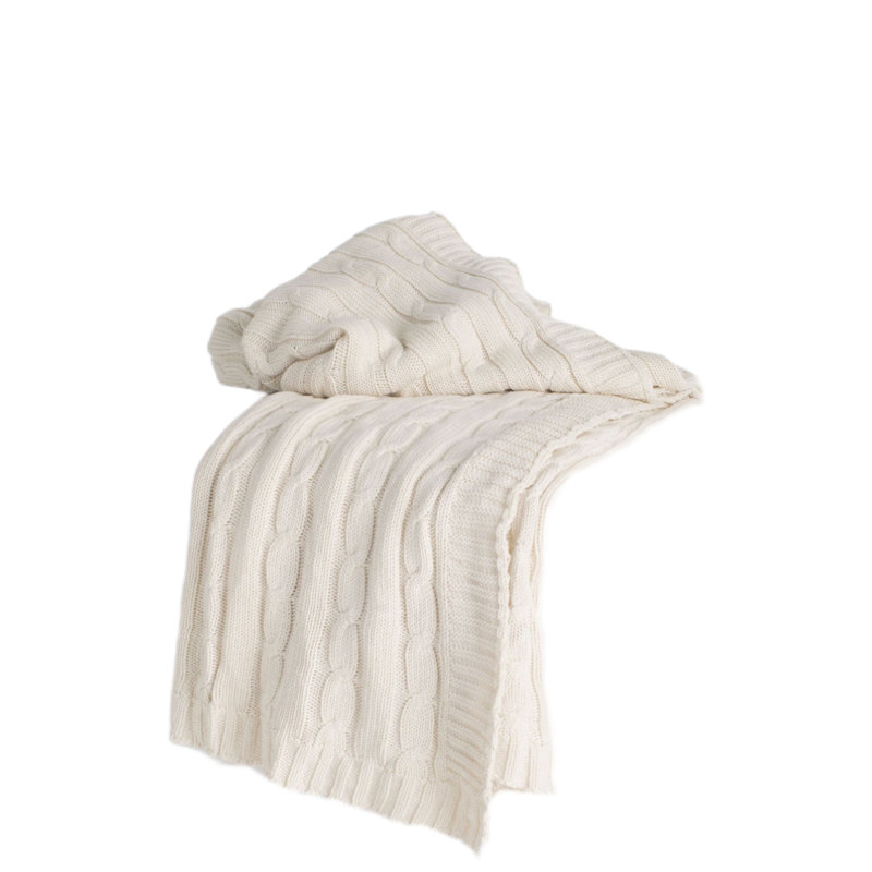 Jeté en tricot ivoire 100% coton