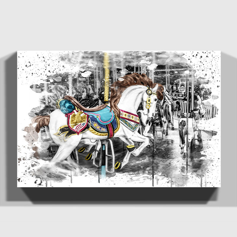 Carousel Fairground Horse - Wall Art, 50cm H x 76cm W, Wrapped Canvas