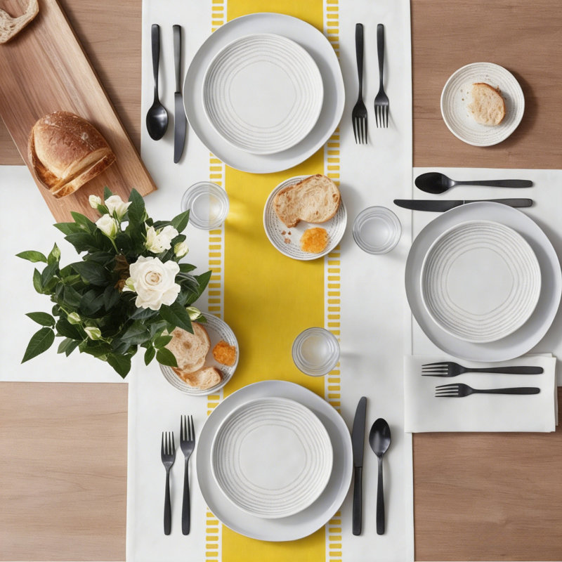 Modern Striped Blended Linen Tablecloth, Blue