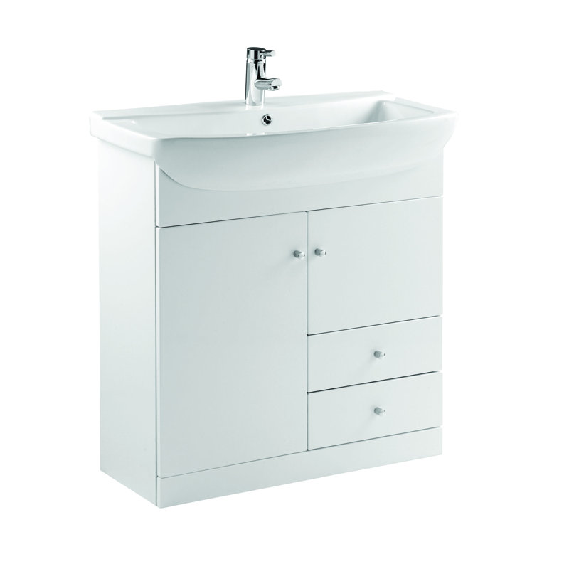 850mm Free-standing Single Vanity Unit, White Gloss