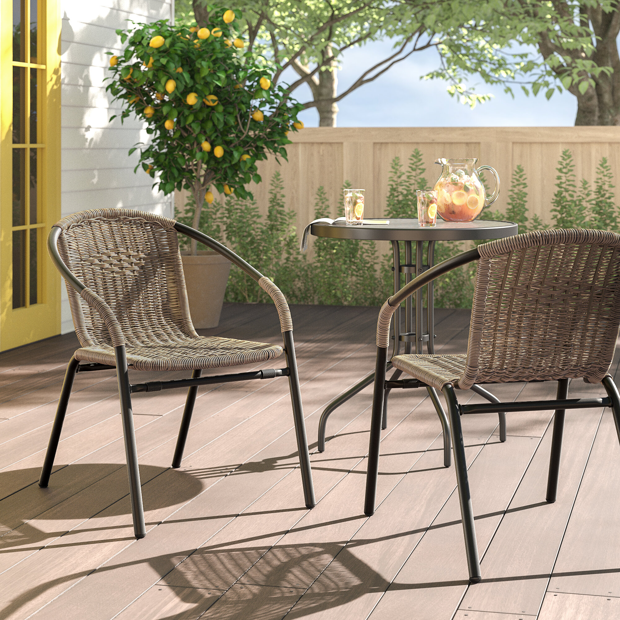 Pineville rattan stacking 2024 patio dining chair