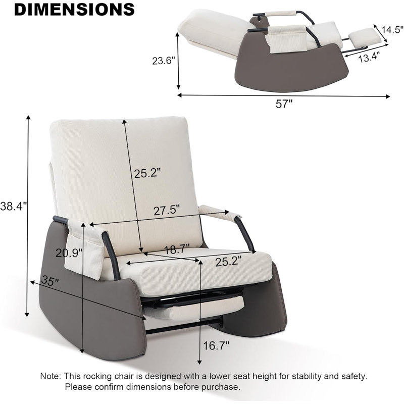 Rocking Chair, White/Grey