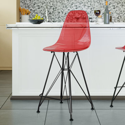 Tabouret de bar Bagimont ergonomique avec dossier incurvé, siège en acrylique résistant aux égratignures et structure en acier