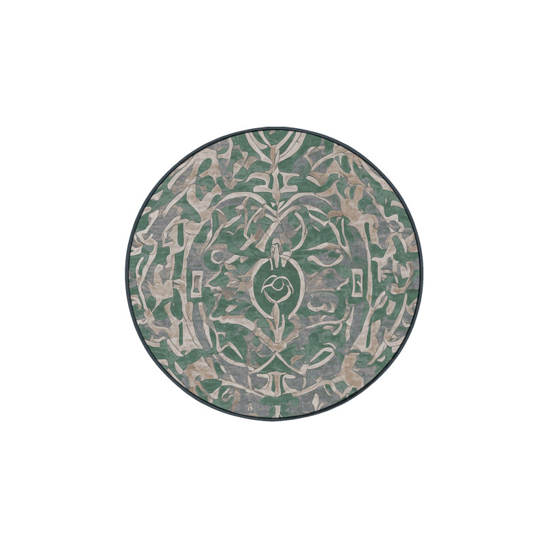 Machine Washable Gray Area Rug GSIX03693, Round 8'