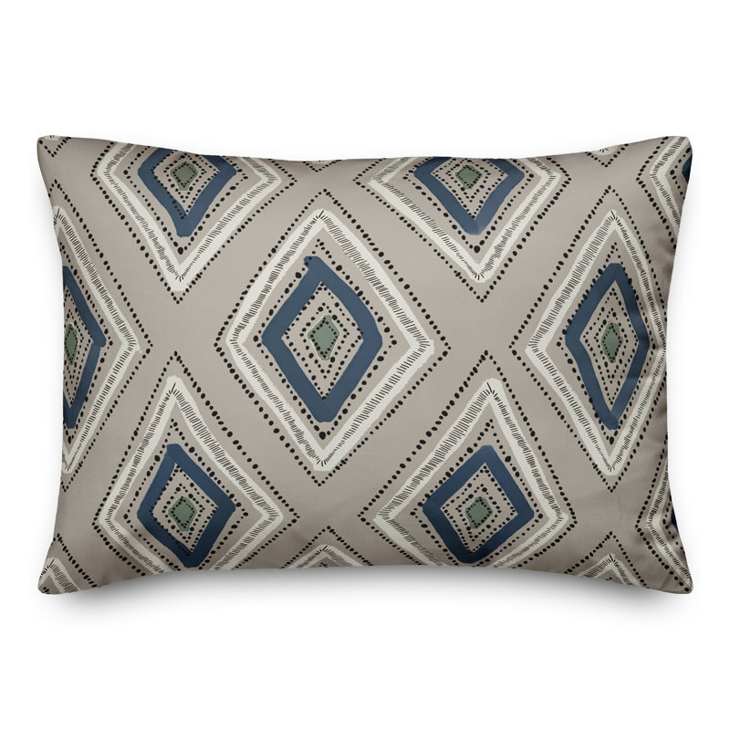 Abstract Outdoor Reversible Throw Pillow, Blue/Beige