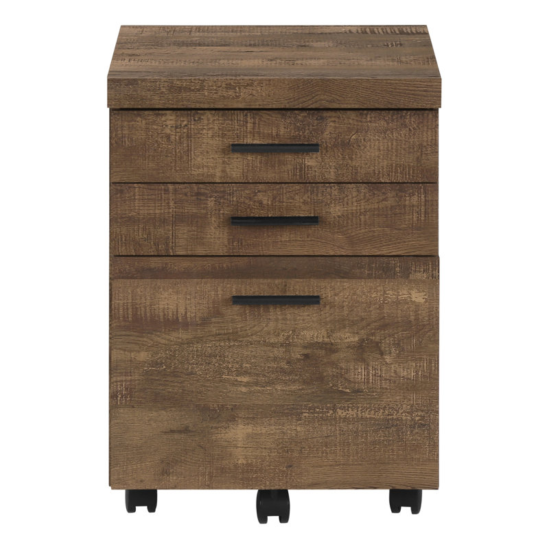 Classeur, mobile à roulettes, tiroirs de rangement, support pour imprimante, bureau, bureau, stratifié brun, contemporain, moderne
