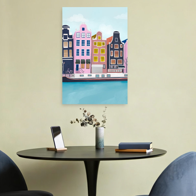 Affiche murale abstraite d'architecture d'Amsterdam, H 24 po x l 16 po