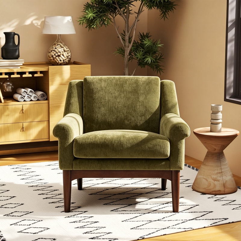 Chaise d'appoint rembourrée 31 po Mid-Century, Vert