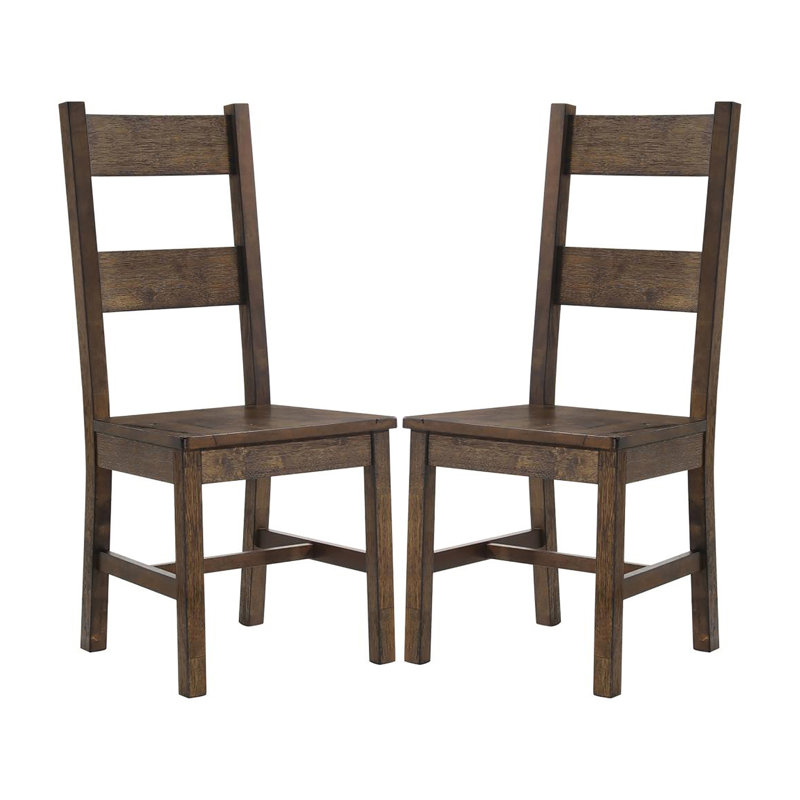 Ensemble de 2 chaises rustiques à dossier en échelle brun doré rustique