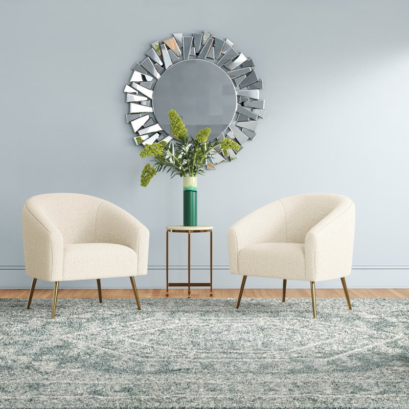 Fauteuil demi-tonneau en polyester 27,5 po Audwin, Ivoire 100% polyester