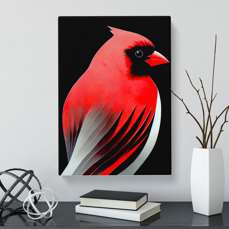 Cardinal Bird Abstract - Wrapped Canvas, 50cm H x 35cm W x 3cm D