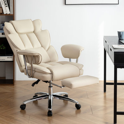 Fauteuil de bureau à haut dossier avec repose-pieds, grand et haut cuir inclinable ergonomique, capacité de 500 lb pour le cuir de l'espace de travail, repose-pieds