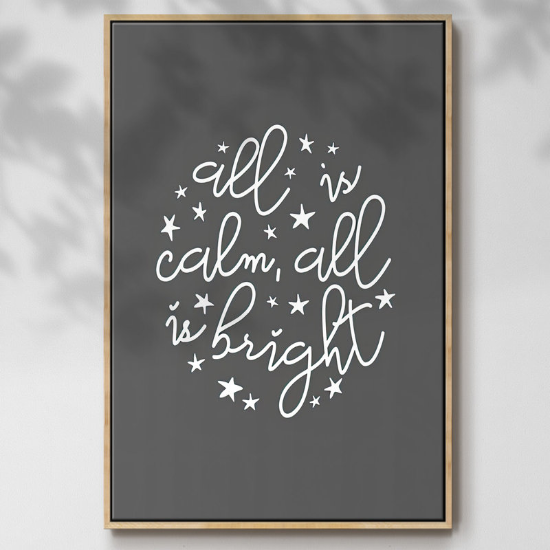All Is Calm, All Is Bright - gris foncé, H 25 po x l 17 po x P 1,5 po, Naturel