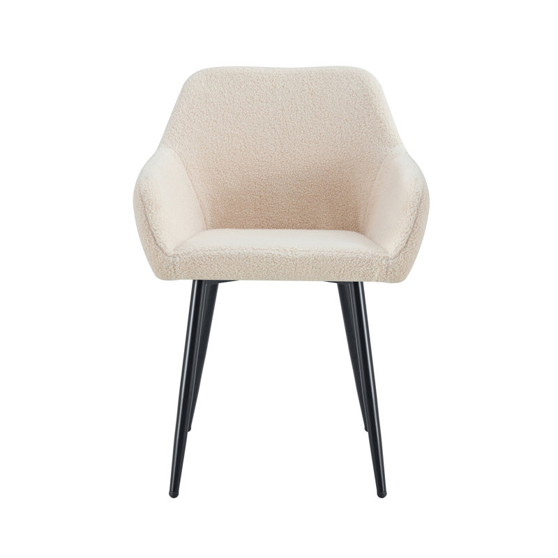 Ensemble de 2 fauteuils d'appoint avec pieds en métal, Peluche beige