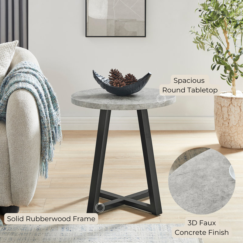 Marvis Savner Wood Round End Table, Black, Black