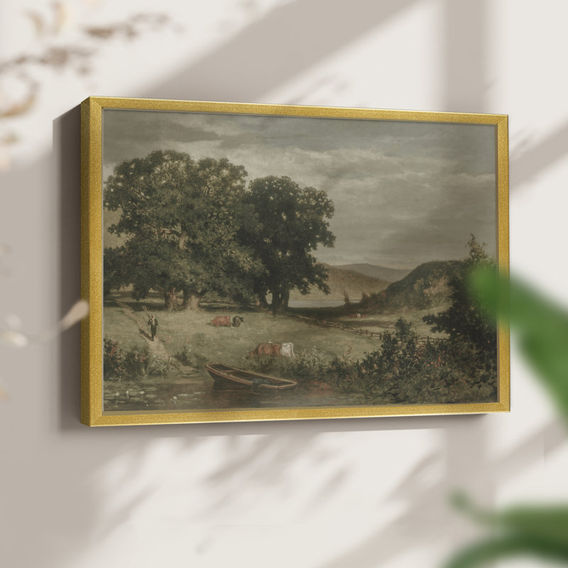 Paysages rétro - DCXCIX - Reproduction encadrée - réarmable, H 22 po x l 28 po, Doré