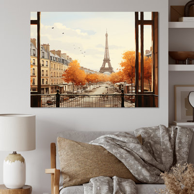 «Rustic Eiffel Tower Paris Window View III - City Paris», art mural