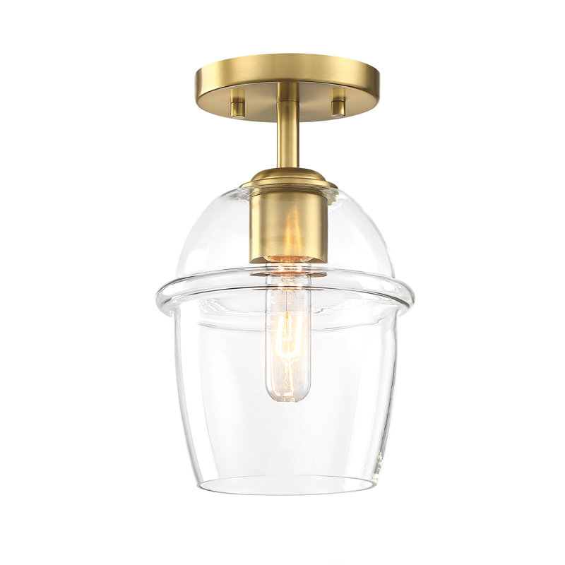 Plafonnier semi-encastré en verre Zarine, Or brossé