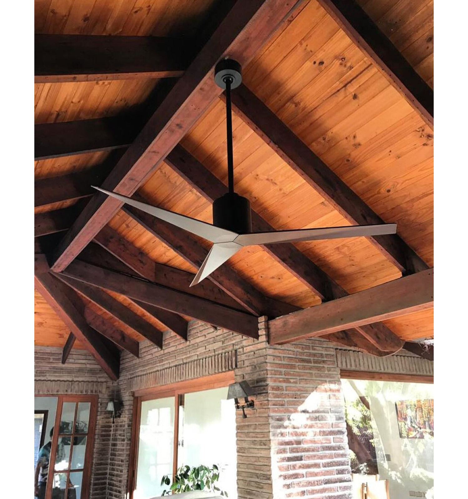 56'' 3 Blade Ceiling Fan, Walnut Tone, Matte Black