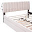 Grand lit plateforme tapissier avec lit gigogne simple TG - Beige pour une chambre à coucher classique et confortable-121097377