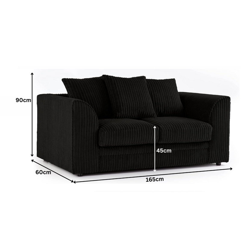 2 Seater Corduroy Sofa, Black