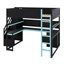 Lit mezzanine avec escalier de rangement, bureau intégré, tablettes et panneau perforé Gaming-1259335049