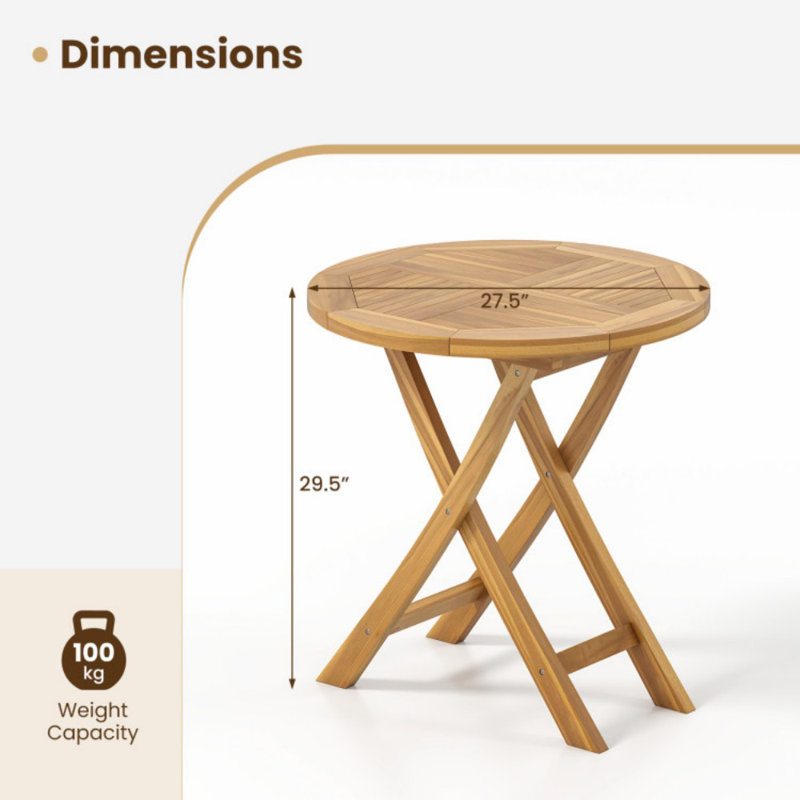 Patio Teak Wood Dining Table with Slatted Tabletop and Sturdy X-Shaped Frame