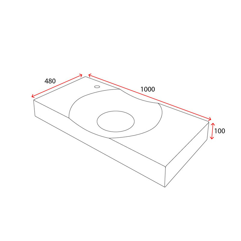 Durovin Bathrooms 480mm L x 1000mm W Natural Engineered Stone Rectangular Sink