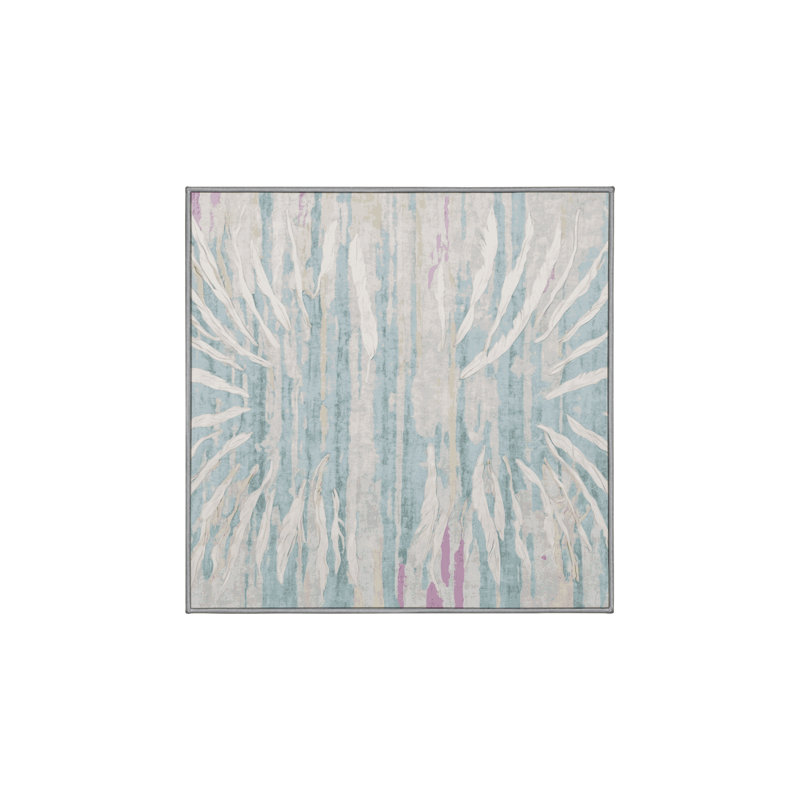 Machine Washable Gray Area Rug, Square 4'