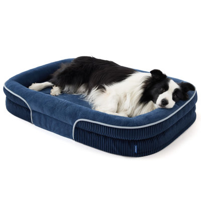 Bedsure Orthopedic Dog Beds Dog - 360° Oval Bolster Dogs Bed for Senior Dogs with Waterproof Washable Cover, Comfort Pet Sofa Couch with Ultra-Soft Fleece