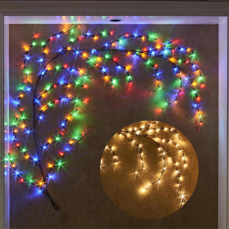 Willow Vine Lighted Garland With Timer 8FT 160 LED Fairy Lights, Pre-Lit Garland With Lights 8 Functions With Remote Control For Mantel Fireplace Wall Patio And Holiday Decor