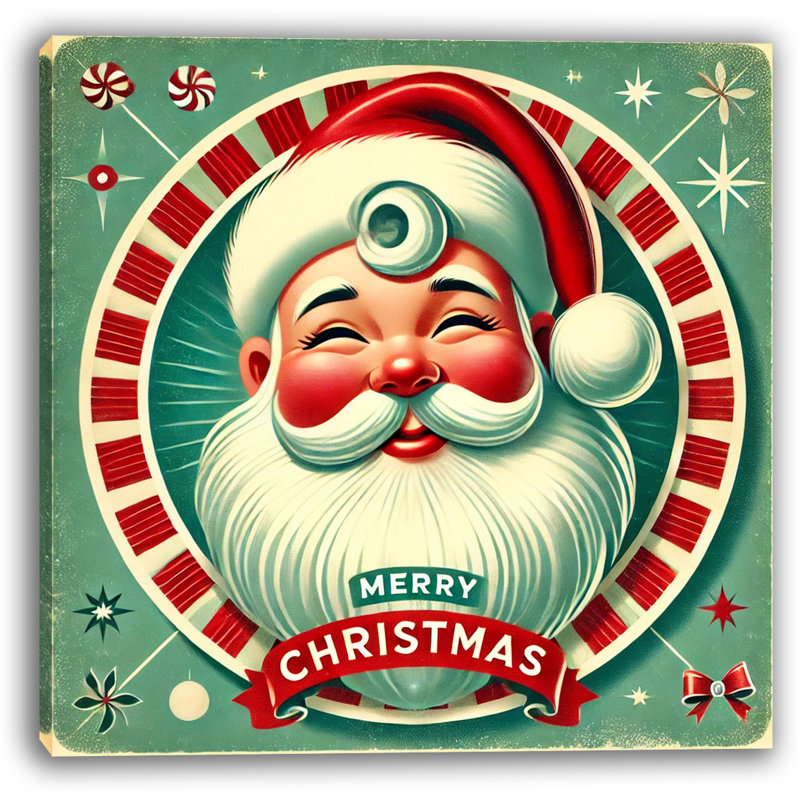 Art mural rétro sur toile, père Noël et joyeux Noël, H 30 po x l 30 po x P 1,5 po