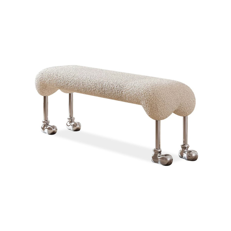 Banc rembourré en acier inoxydable Modern, Beige