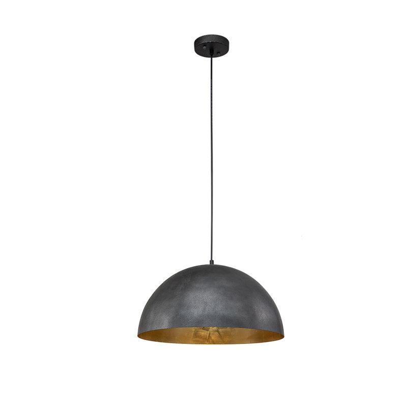 Industrial Oversized Large Metal Dome Pendant, 1 Light, Black, 9" H x 15" W x 15" D