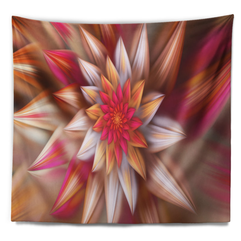 Tapisserie fleur florale rouge, H 32 po x l 39 po