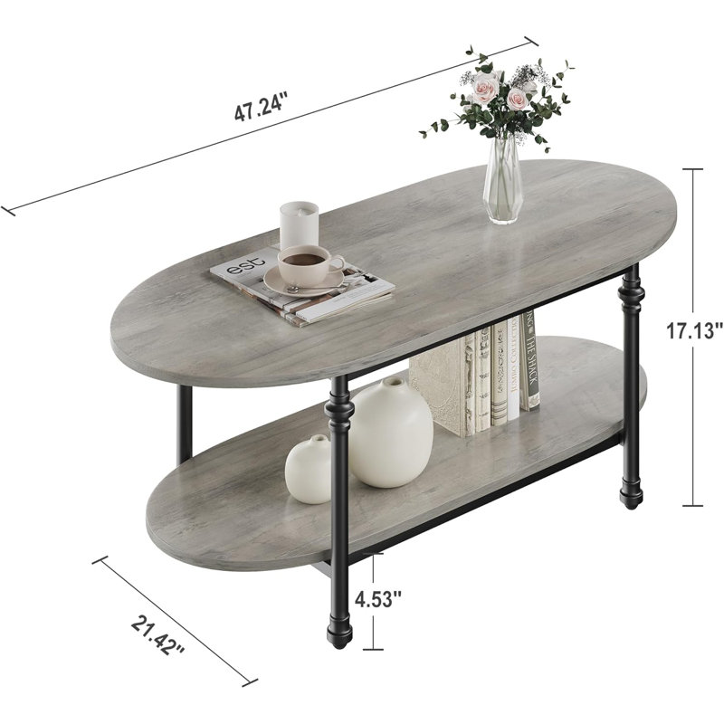 Table basse ovale unique de 47,2 po, Gris