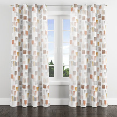 Geometric Curtains for bedroom - Brown Baela Grommet Curtain - 1 Panel