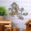 Décoration murale oiseau en métal, art mural feuille d'arbre avec nichoir-129237834
