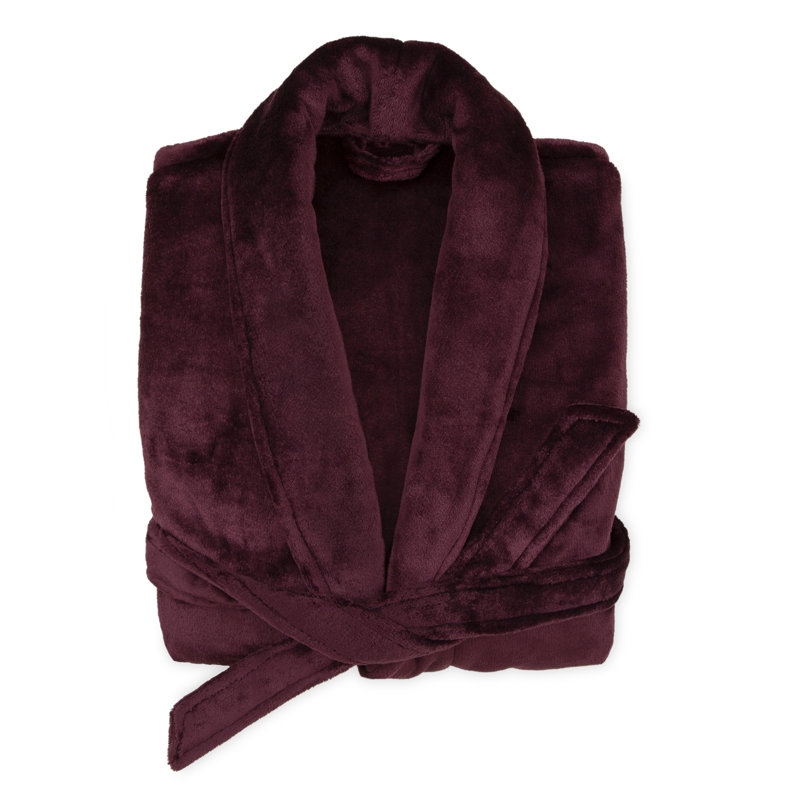 Peignoir mi-mollet en velours avec poches, Figue