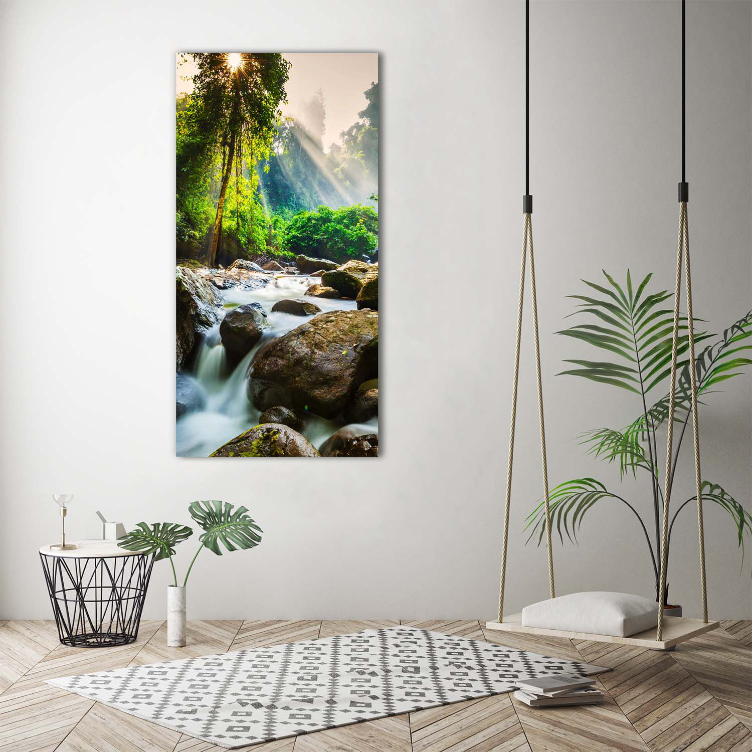 Union Rustic Waterfall in the Forest - Wrapped Canvas Art Prints ...