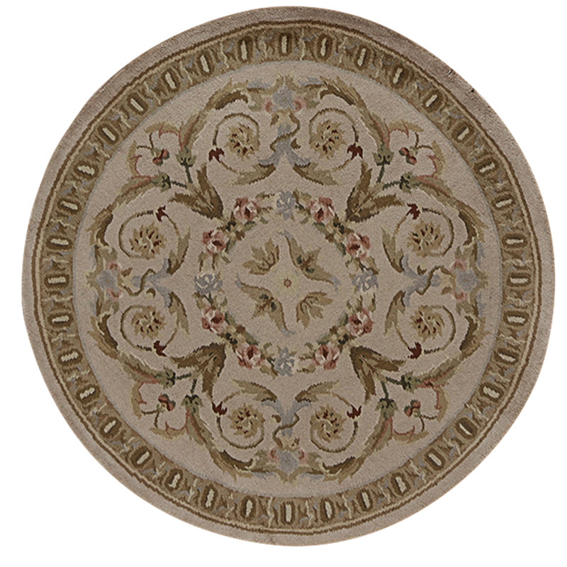 Hand Knotted Wool Area Rug in Beige