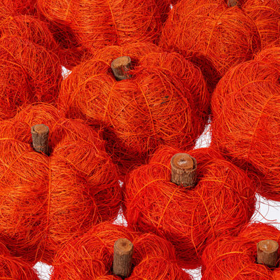 Botanicals Dried 2.5-3 inch Hand Crafted Coconut Coir Pumpkin. 24 pumpkins in a bag. 12 pieces of 2.5 inch pumpkins and 12 pieces of 3 inch pumpkins.