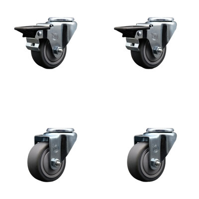 4-Piece Thermoplastic Rubber Caster Set