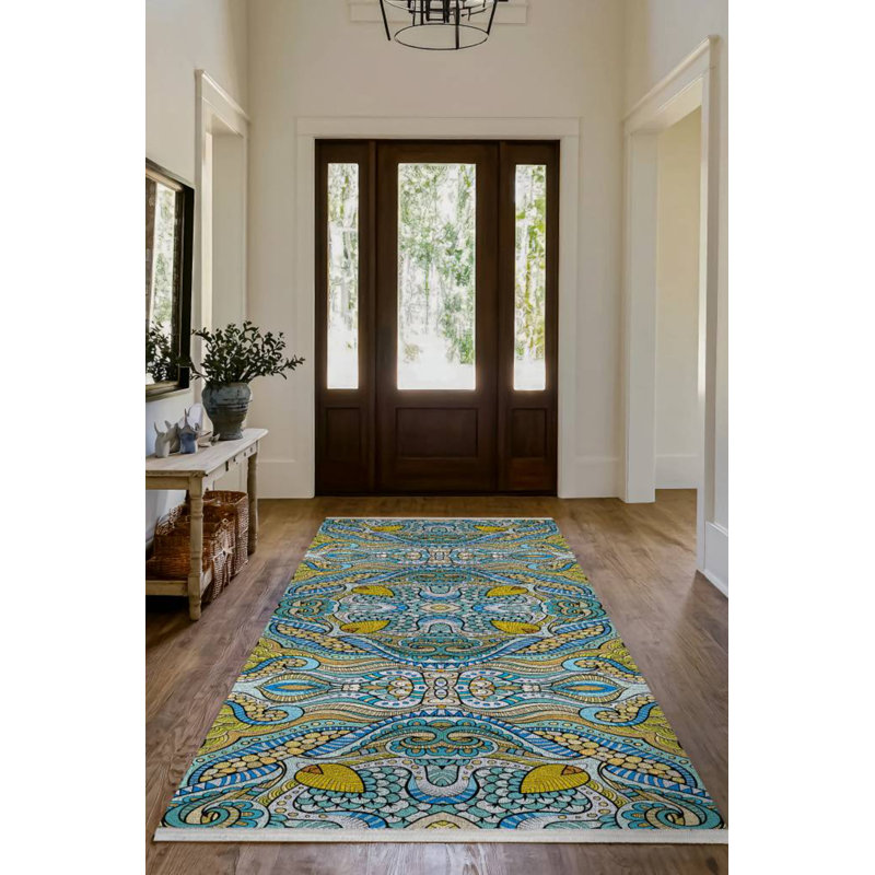 Tapis floral en coton et polyester à imprimé numérique Florest Collection, Rectangle 5 pi 3 po x 8 pi 3 po