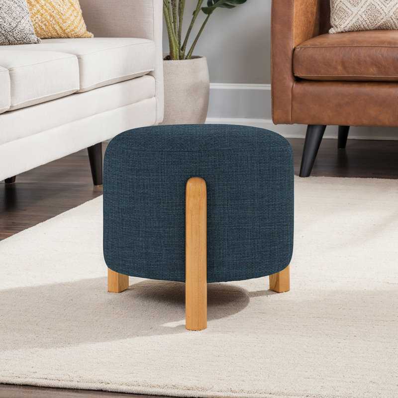 Sola Upholstered Ottoman Foot Stool, Dark Blue