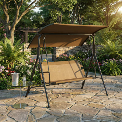 Outdoor Patio Swing Chair, Steel Frame Stand, Adjustable Tilt Canopy for Patio, Garden