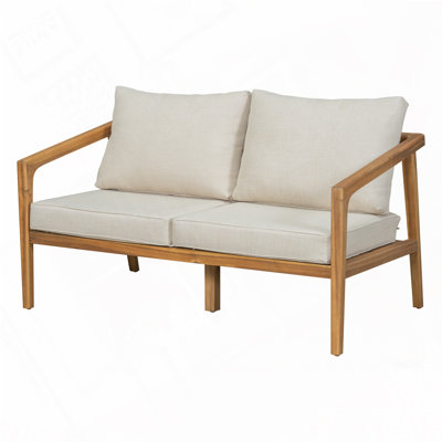 48.4" Outdoor Acacia Wood Loveseat