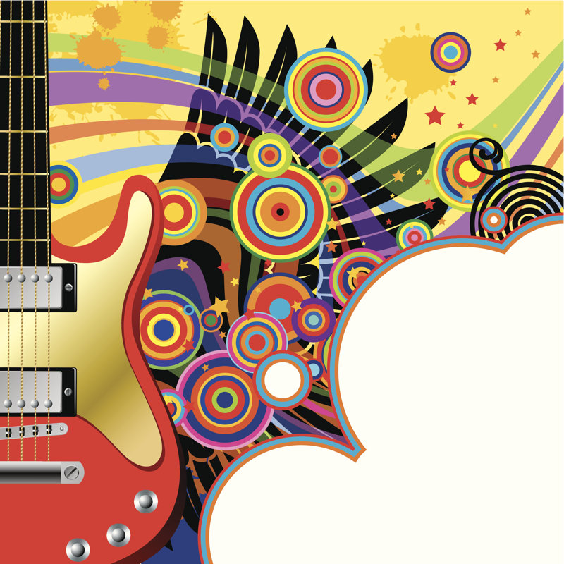 Red Guitar - Wrapped Canvas Print, 51cm H x 51cm W x 3.8cm D