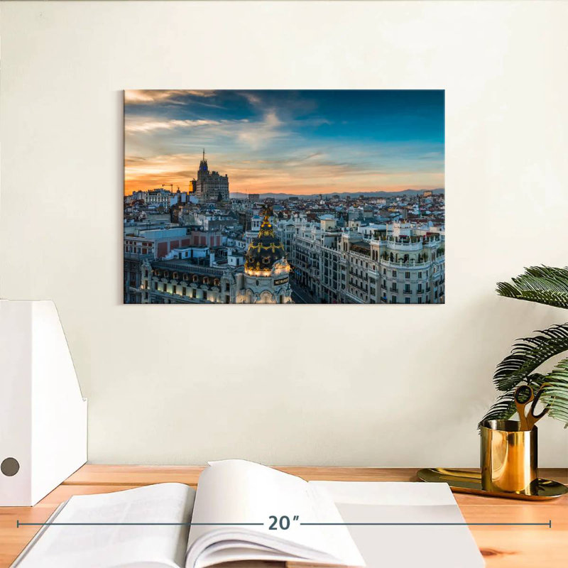 Horizon de Madrid au crépuscule, H 8 po x l 12 po