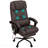 Brown High Back Vibration Massage Office Chair, With 6 Points, Height Adjustable Computer Desk Chair, Reclining Office Chair, With Retractable Footrest And Remote